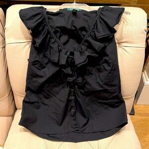 LAUREN Ralph Lauren Black Sleeveless Ruffle Top